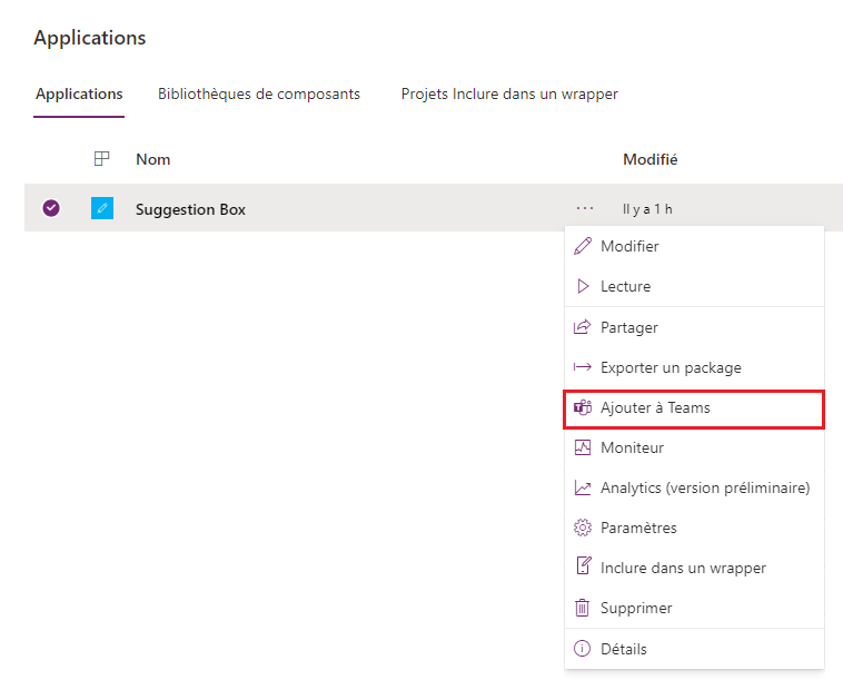 Ajouter à Teams.