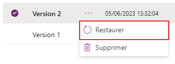 Restaurer une version.