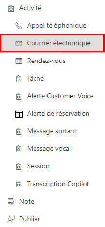 Sélectionner un e-mail.