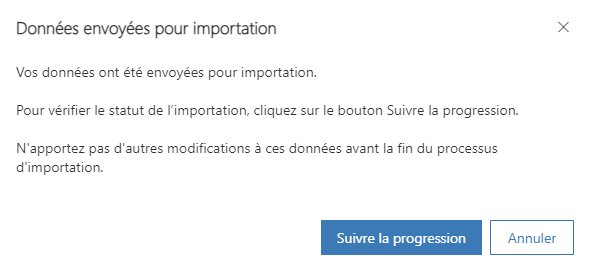 Suivre la progression de l’importation.