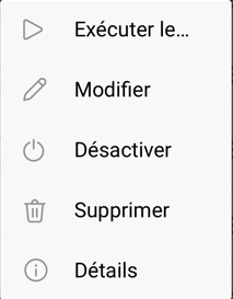 Capture d’écran des options de flux.