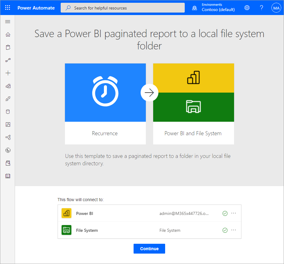 Save a Power BI paginated report to a local file system.