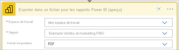 Capture d’écran de l’exportation vers un fichier pour les rapports Power BI.