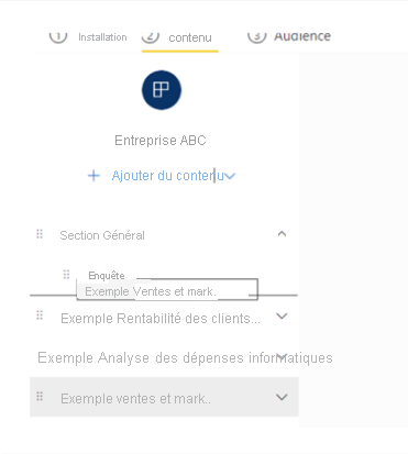 Capture d’écran d’un contenu glisser-déplacer.