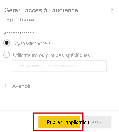 Capture d’écran de l’application de publication.