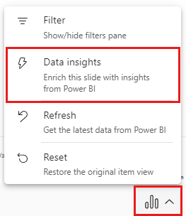 Capture d’écran montrant des insights de données collés dans la diapositive et les notes.