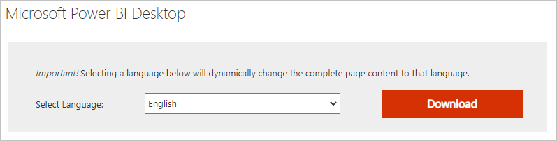 Screenshot of the Download button on the Power BI Desktop download page.