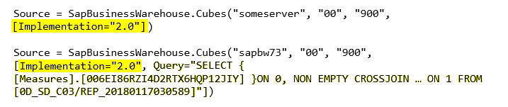 Capture d’écran montrant une requête en texte clair avec la valeur ajoutée Implementation = 2.0.