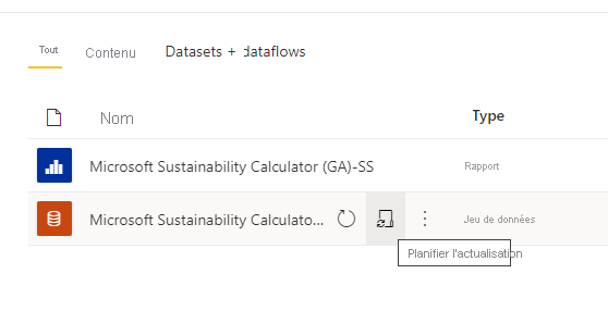 Capture d’écran de l’actualisation planifiée.