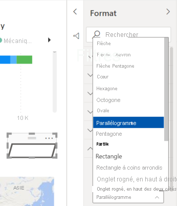 Screenshot showing how to customize the shape of an arrow button to a parallelogram.