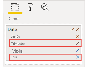 Capture d’écran du remplacement de Hiérarchie de dates par Date.