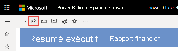 Capture d’écran du partage de votre rapport à partir du service Power BI.