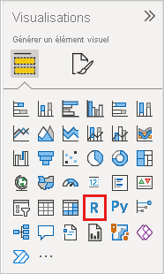 Screenshot of the Visualization pane, highlighting the R Visual icon.