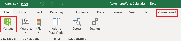 Open PowerPivot in Excel