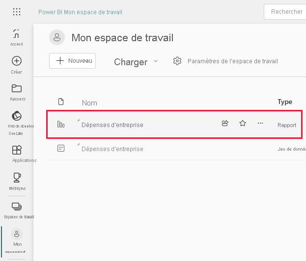 Screenshot shows the Corporate Spend sample report and semantic model links.