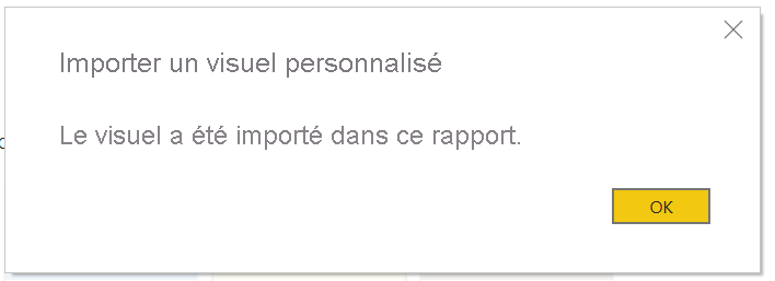 Capture d’écran de la boîte de dialogue Importation réussie de Power BI.