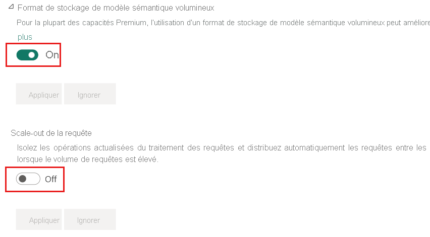 A screenshot showing how to enable scale out in Power BI service.