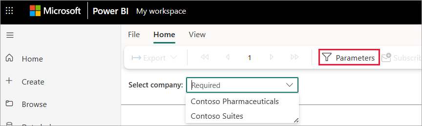 Screenshot showing parameters that you need to select.