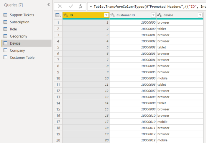 Screenshot of a related table defined at a more granular level than the table that contains your metric.