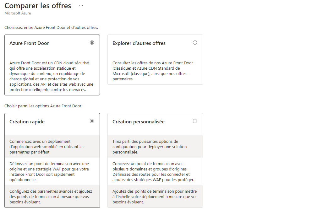 Créez une ressource Azure Front Door.