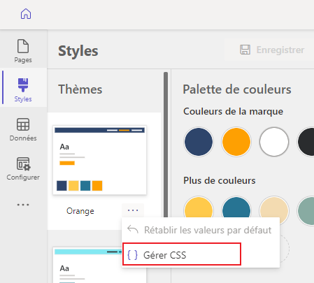 Gérez les fichiers CSS à l’aide du studio de conception.