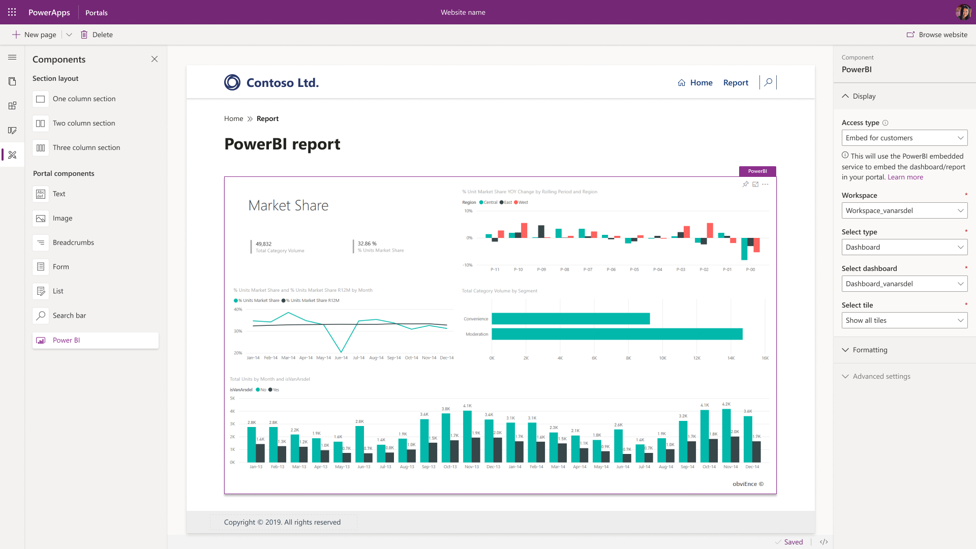 Power BI Embedded en tant que composant