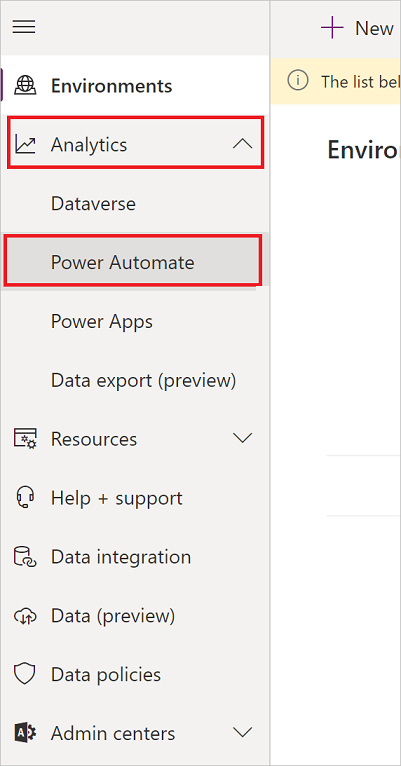 Une capture d’écran des étapes pour afficher l’analyse Power Automate.