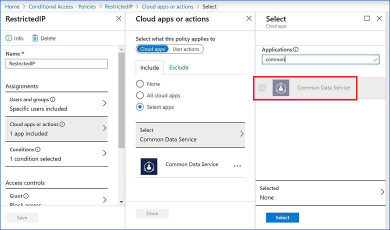 Application de cloud Dataverse à adresse IP restreinte.