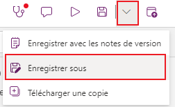 Capture d’écran de l’option « Enregistrer sous »