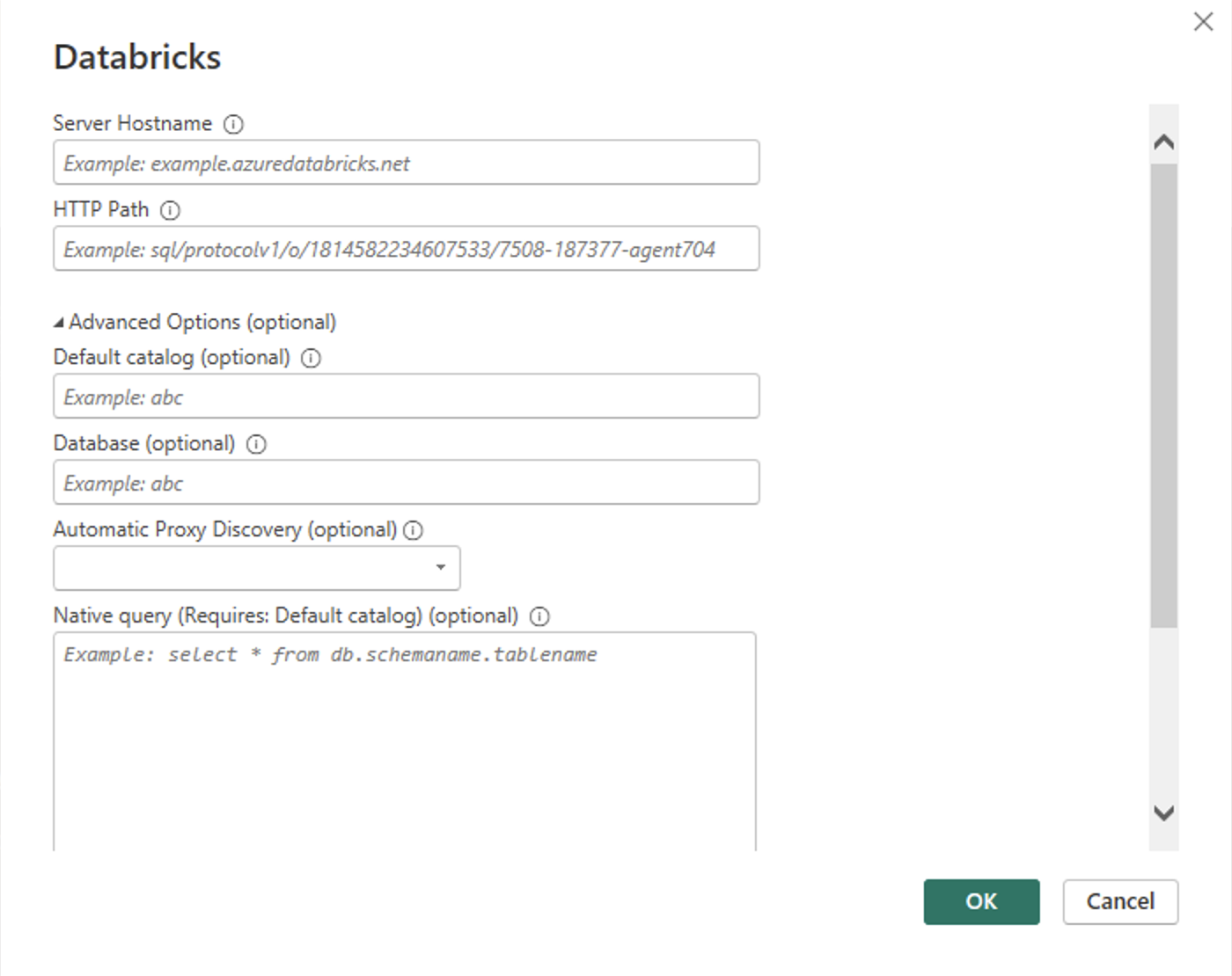 Spécifiez votre entrepôt Databricks SQL.