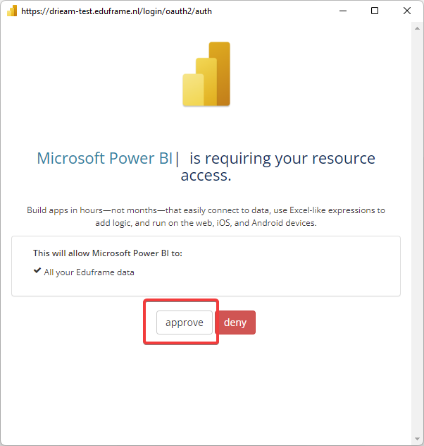 Image avec l'approbation d'intégration power BI.