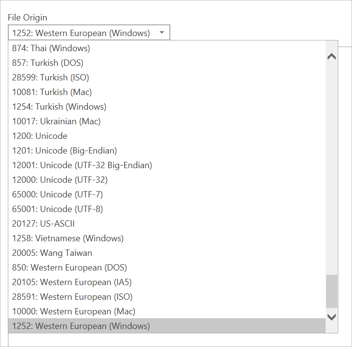 Sélection de culture de fichier pour Texte/CSV.