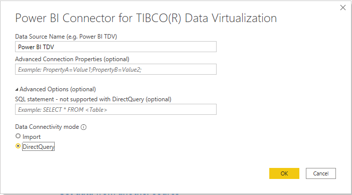 Générateur de connexion TDV dans Power BI.