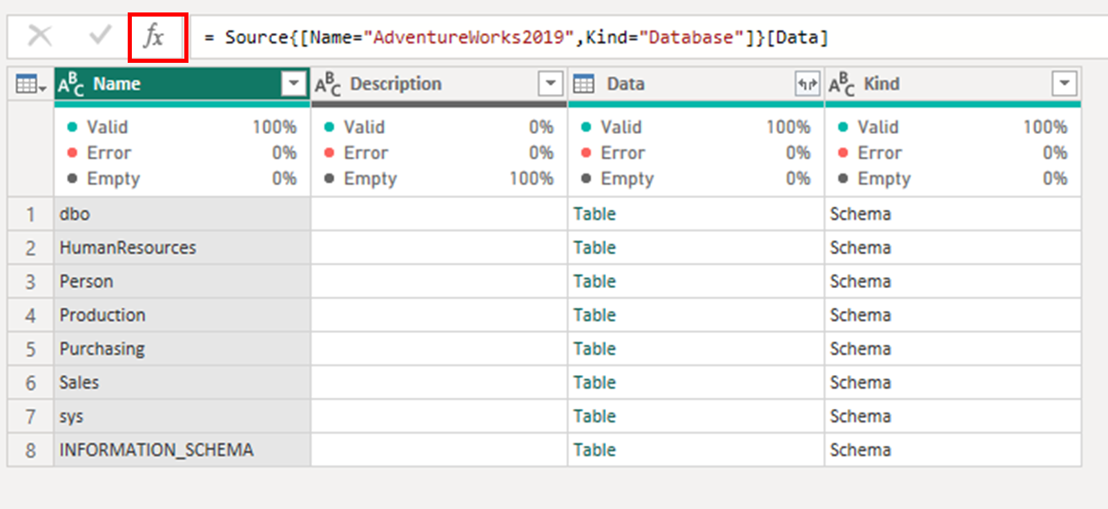 Screenshot of the fx button inside the formula that's used to create a custom step.