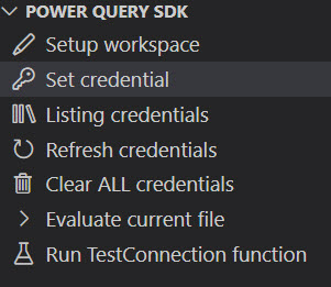 Tâches à l’intérieur de la section du Power Query SDK.