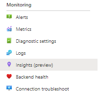 Capture d’écran montrant Insights d’Application Gateway.