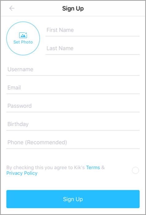 Kik sign up