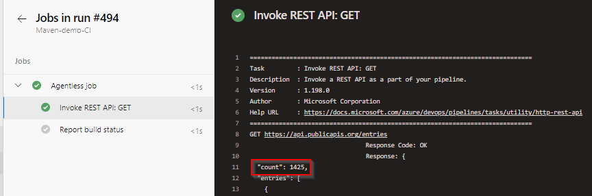 A screenshot showing the pipeline status.