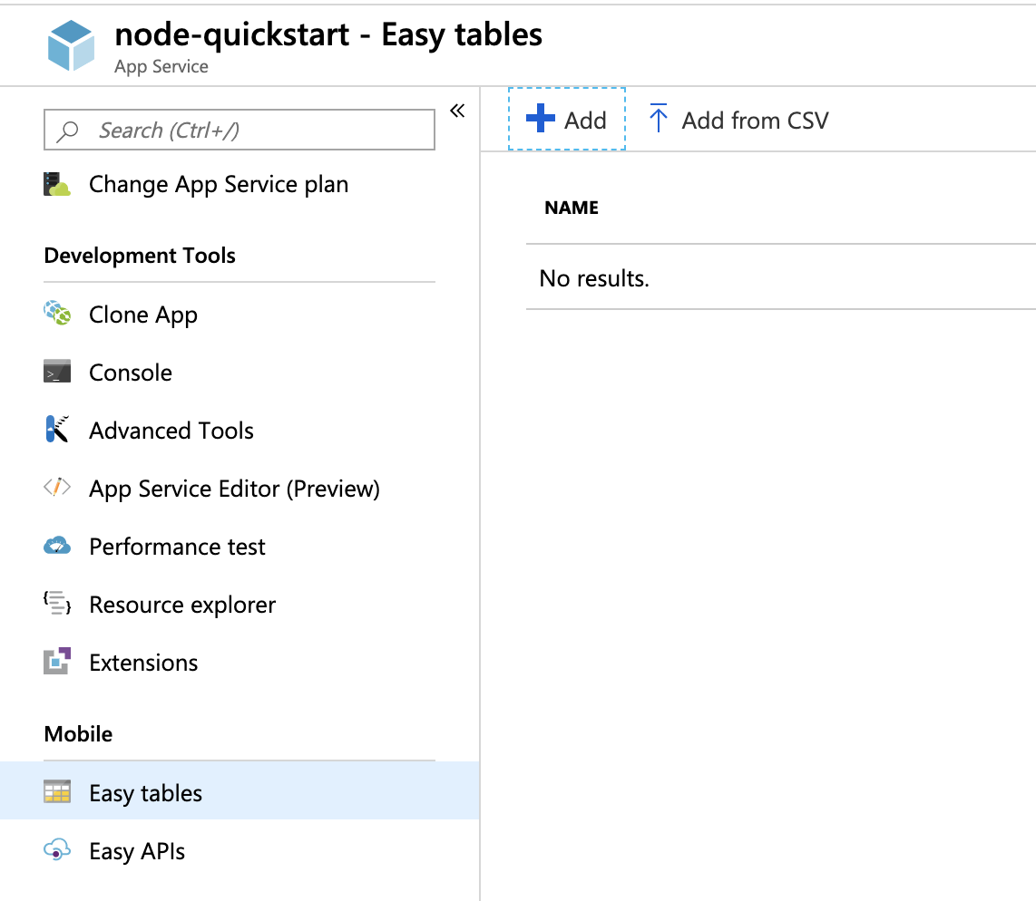 Tables faciles Node - Bouton Ajouter