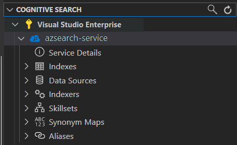 Arborescence de recherche Azure dans VS Code