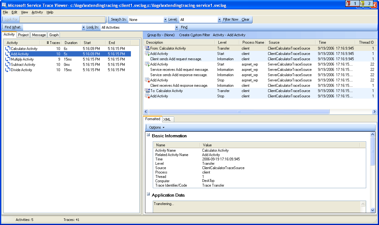 Trace Viewer : émission de suivis dans du code utilisateur