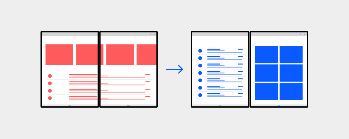 example of rearranged UI elements