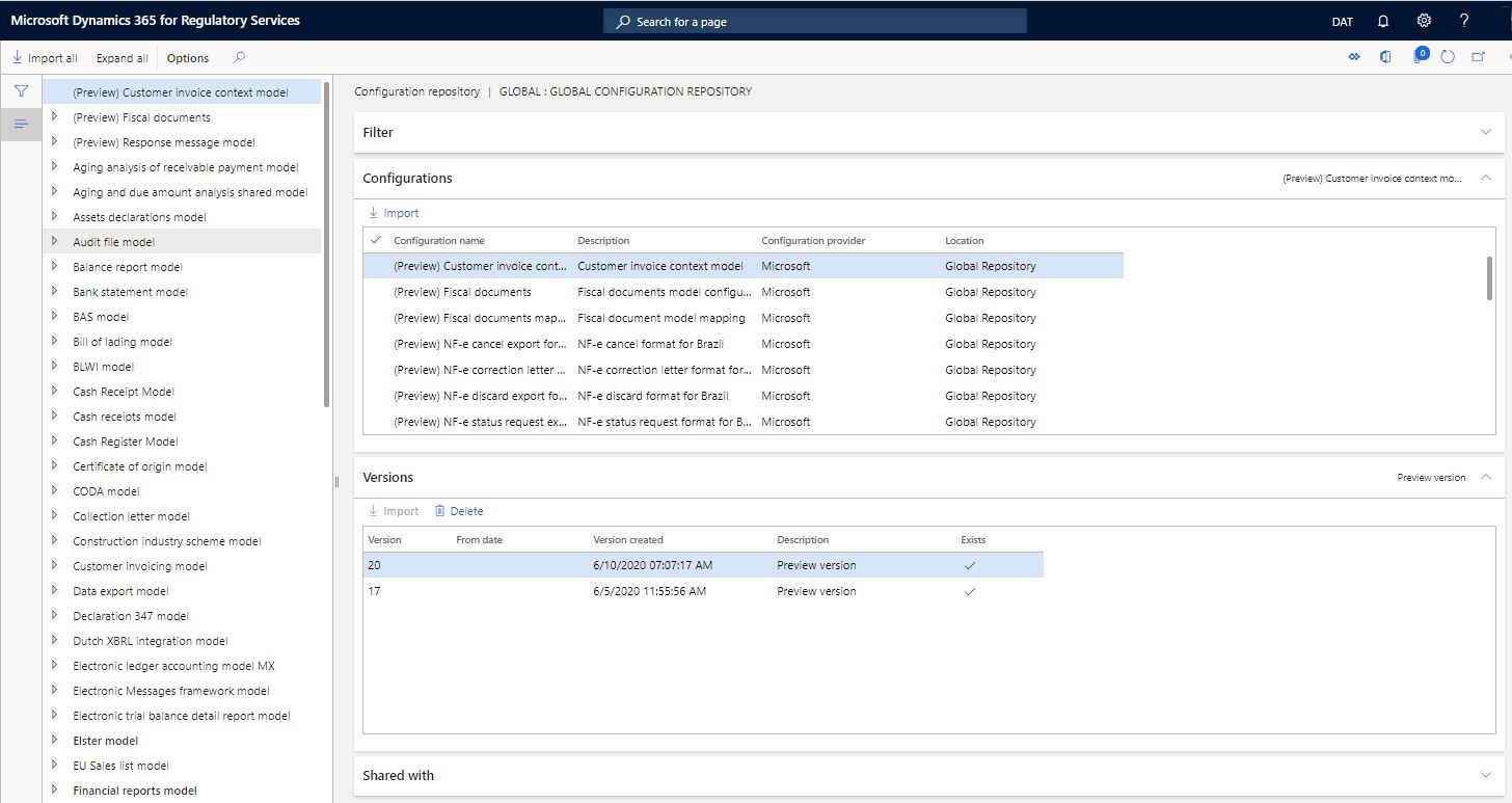 Capture d’écran du formulaire du référentiel de configuration global