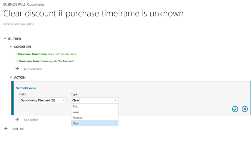 Action de désactivation de champ dans Dynamics CRM