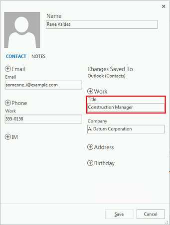 Contact avec formulaire de fonction dans Dynamics CRM