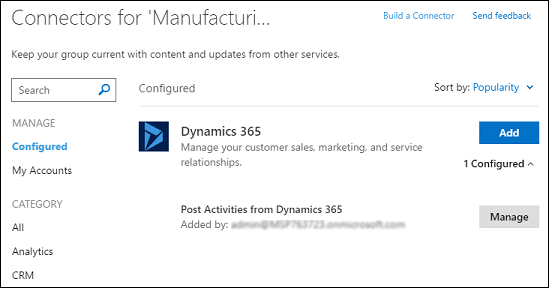 Enregistrements Office 365 Groups dans le connecteur