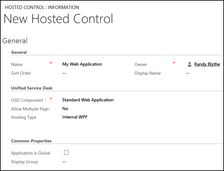 Contrôle hébergé Application Web standard