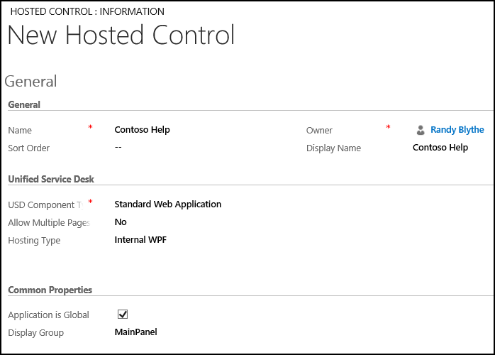 Contrôle hébergé Application Web standard