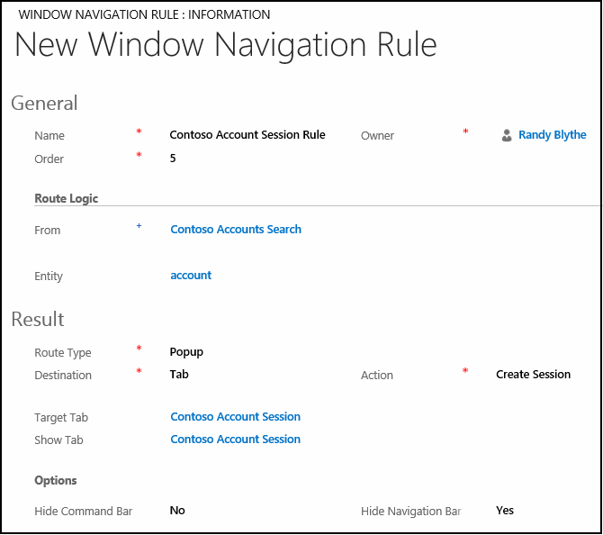 Créer une règle de navigation dans la fenêtre