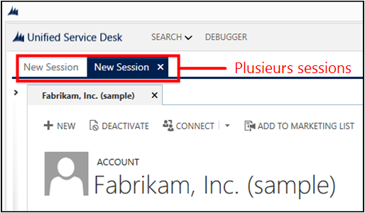 Plusieurs sessions dans Unified Service Desk